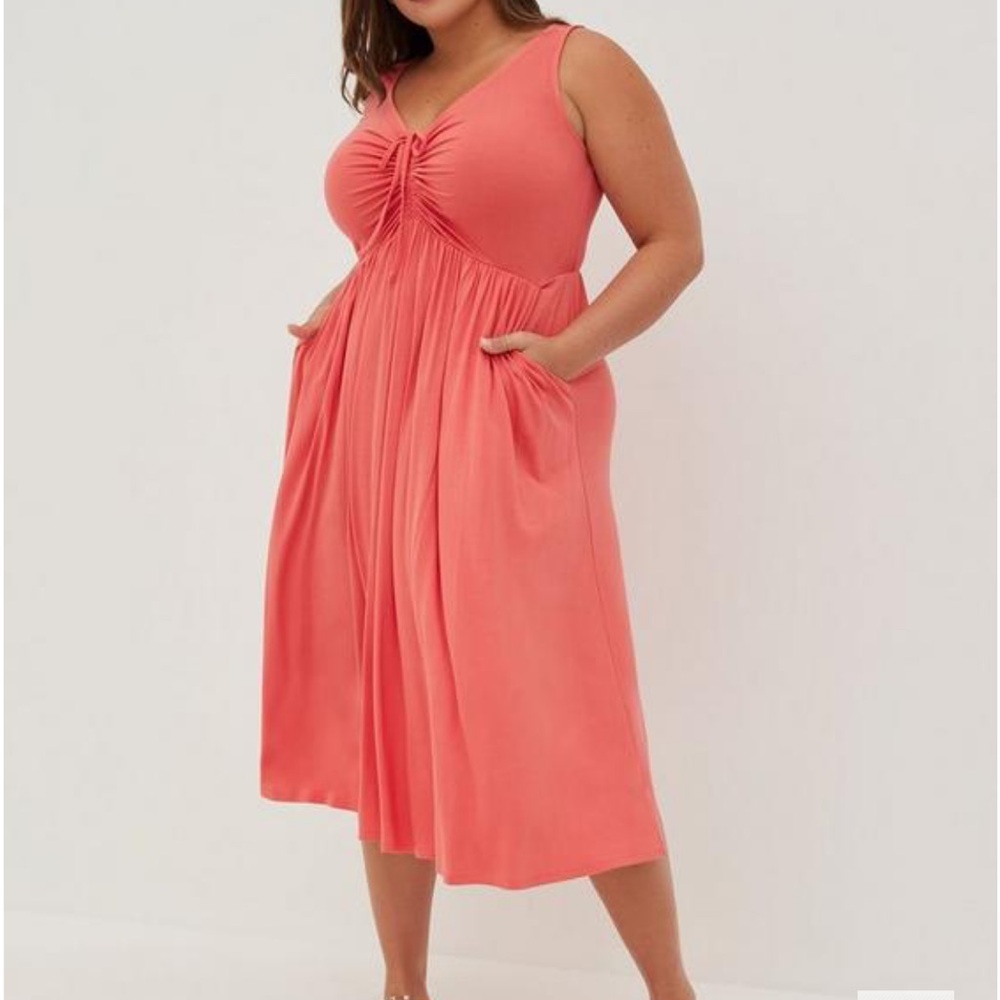 Torrid size 2 MIDI super soft shirred skater dress